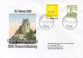 Schlieung Postamt 3506 Krems-Hollenburg