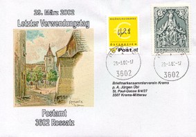 Schlieung Postamt 3602 Rossatz